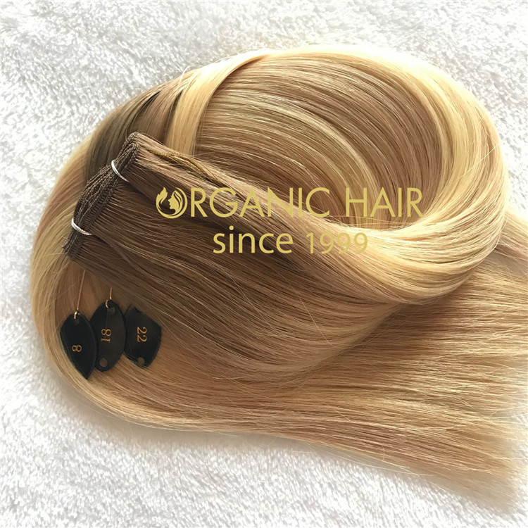 Full cuticle balayage color handtied weft #T8-18/22  C90